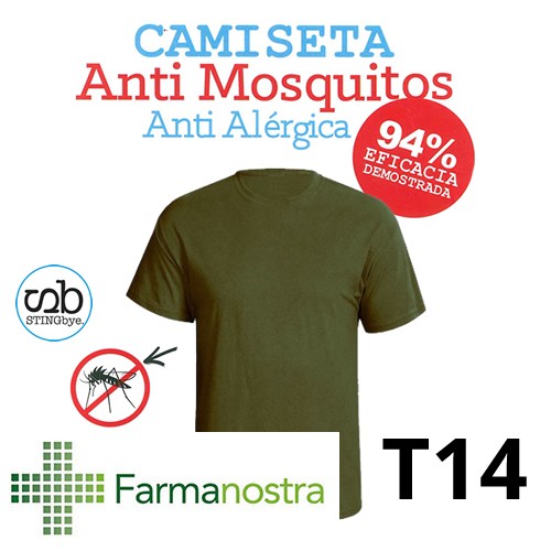 Camiseta antimosquitos stingbye camiseta manga corta  | talla t14 | color kaki